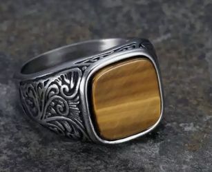 High Quality Stainless Steel Tiger Eye Stone Ring 
