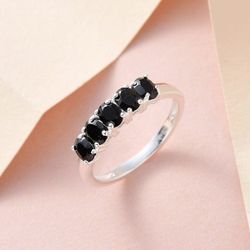 Thai Black Spinel 5 Stone Ring  (Size 6)