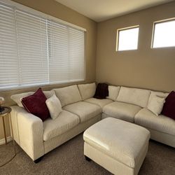 New Corduroy Sectional.  Beige, Grey, Green.  99” X 99”.  Free Delivery!