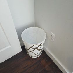 White And Gold Trash Can