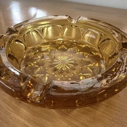 MCM Retro Vintage Amber Glass Jewelry Dish Ring Tray Ashtray Catch all Decor