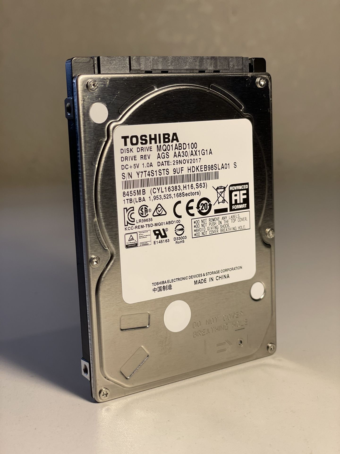 Toshiba 1TB Hard Drive Laptop MacBook Playstation PC $20