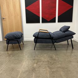 Accent Recliner Chair w/ Ottoman Fabric Couch Bed Chair 