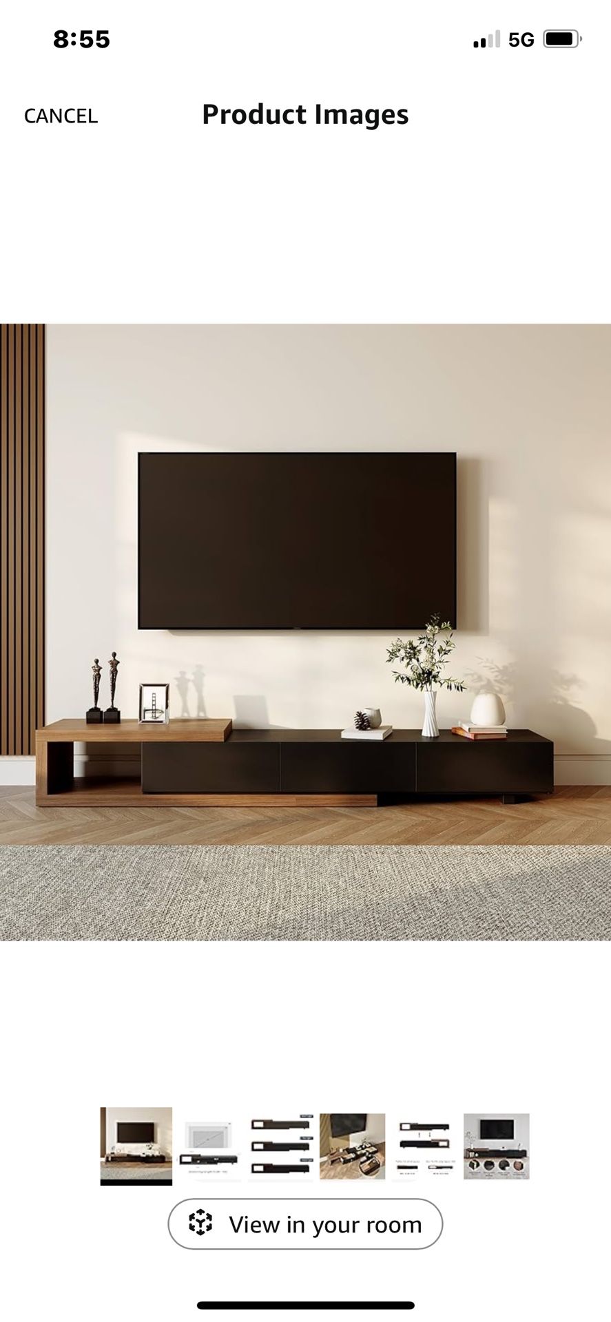 POVISON 71"-98" Extendable TV Stand with Storage Black Solid Wood TV Media Console Full Assembled 65" 75" TV Stand Modern Retractable Entertainment Ce