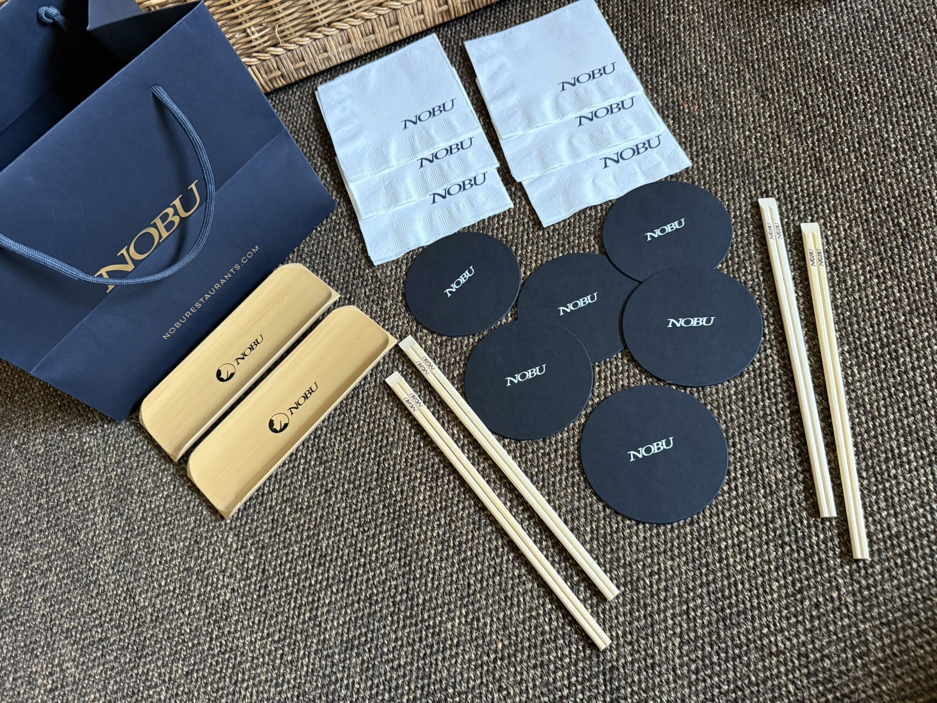 X19 Nobu Chopsticks, Coaster, Napkins, Bag, Sushi Plates