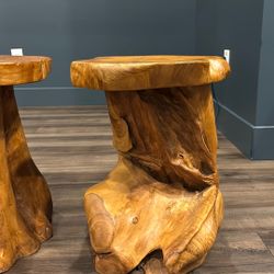 One Of A Kind Hand Carved Side Tables $300