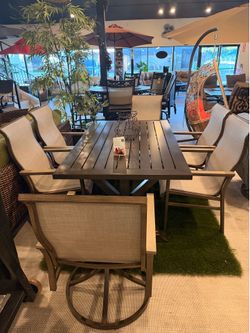 7pc cast aluminum patio table