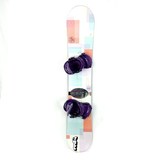150 cm K2 Moment snowboard with Burton binding 150cm womens snow board purple bindings for Sale