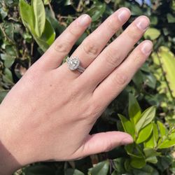 Natural diamond oval Halo Ring Set 