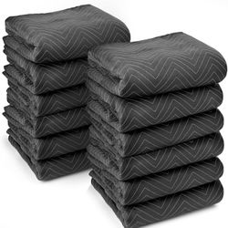 Sure-Max Heavy-Duty Moving & Packing Blankets - Ultra Thick Pro - 80" x 72" (65 lb/dz weight) - Professional Quilted Shipping Furniture Pads Black
