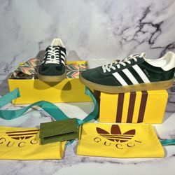 👟 Adidas x Gucci Gazelle Green Suede Sneakers – Sizes 10.5 & 11 Ready!