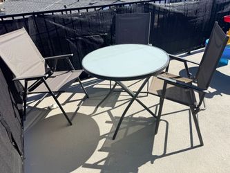 Gray Patio Table w/ 4 Chairs