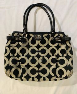 Coach Signature Canvas Black Gray Shoulder Tote Handbag M1(contact info removed)4