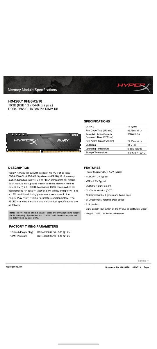 16gigs 2666 DDR4 RAM Desktop