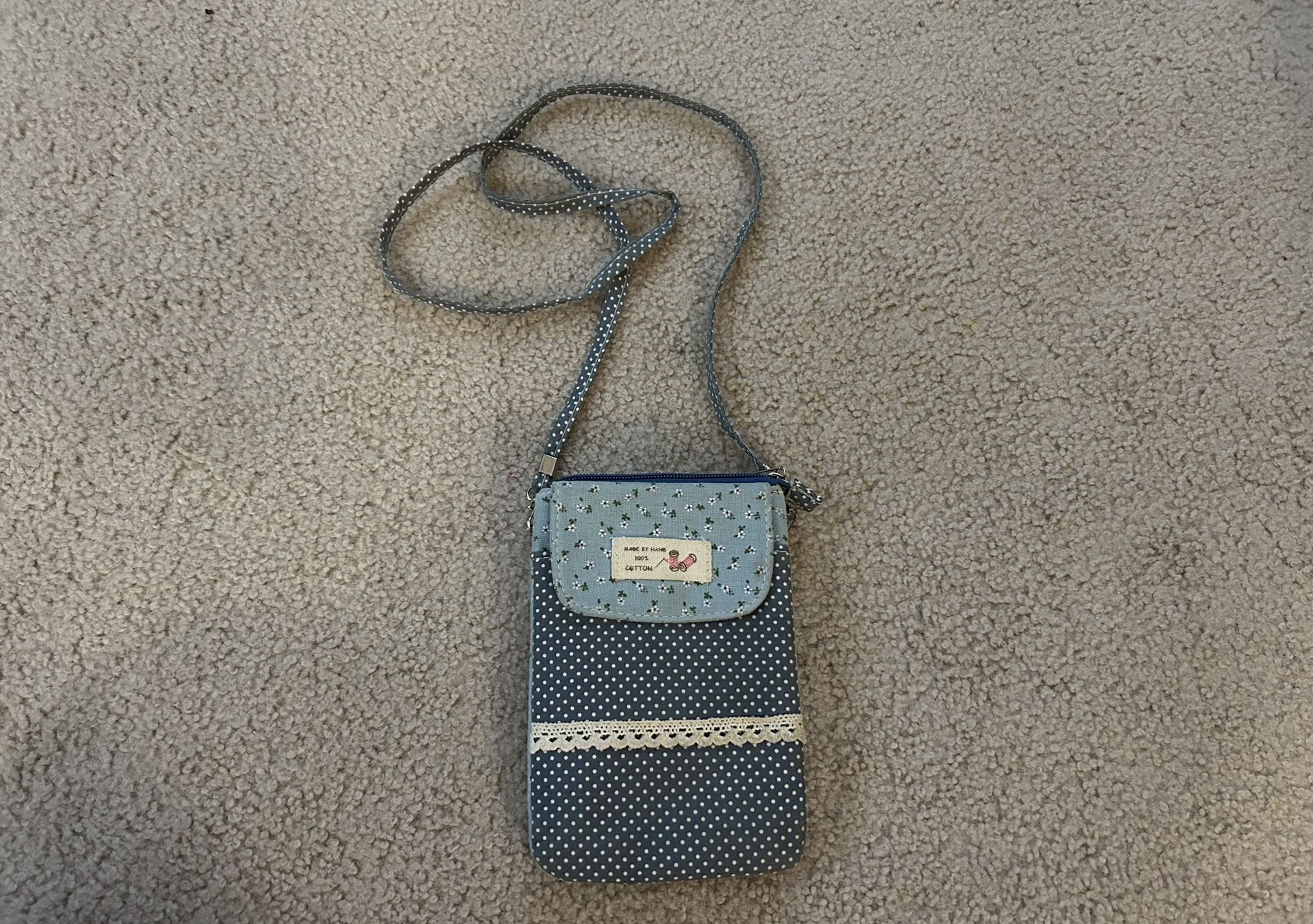 Blue, White Canvas Cell Phone Purse Wallet Lightweight Small Crossbody Purse Bags for Women Girls