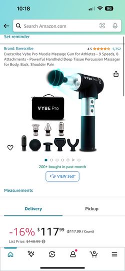 Exerscribe Vybe Pro Muscle Massage Gun for Athletes - 9 Speeds, 8 Attachments - Powerful Handheld Deep Tissue Percussion Massager for Body, Back, Shou