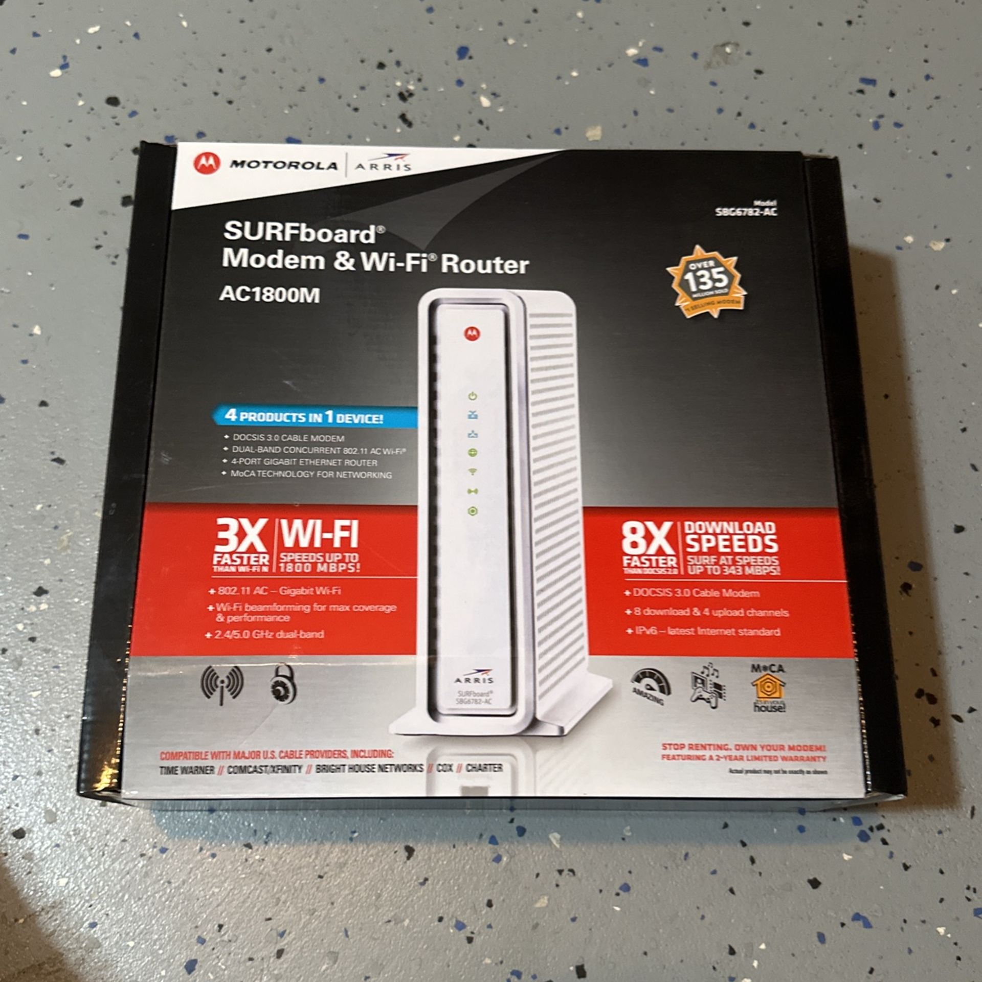 ARRIS SURFboard AC1750 DOCSIS 3.0 Cable Modem Router (SBG6782) Certified with Comcast Xfinity, Time Warner Cable, Charter, Cox, Cablevision, and more