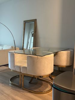 Cream Modern Dining Set With Chairs