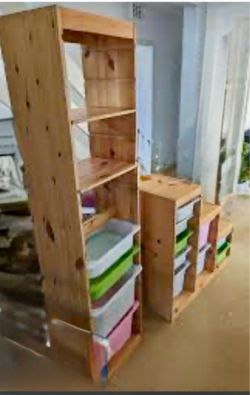 Tall IKEA oak storage unit