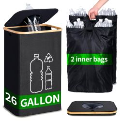 EGGUITAR 100L Large-Capacity Recycling Bin with Removable Bag–Ideal for Sorting and Storing Bottles and Glass Waste. Sturdy, Durable, and Perfect for 