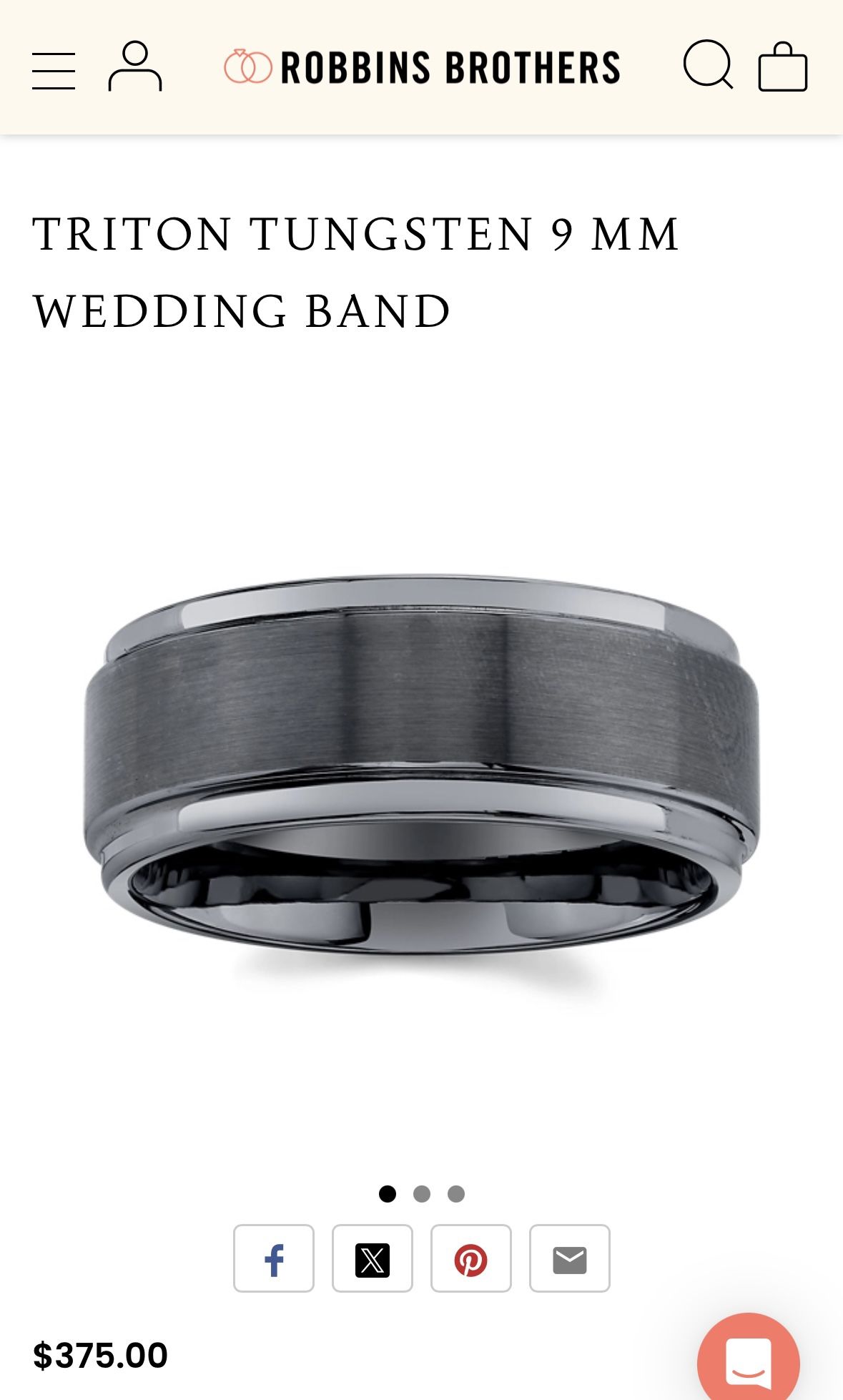 Triton Tungsten 9mm Ring- NEW!