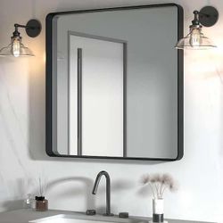 Different Size Mirrors H Rectangular Aluminum Framed Wall Bathroom Vanity Mirror in Black