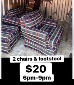 2 chairs plus Ottoman