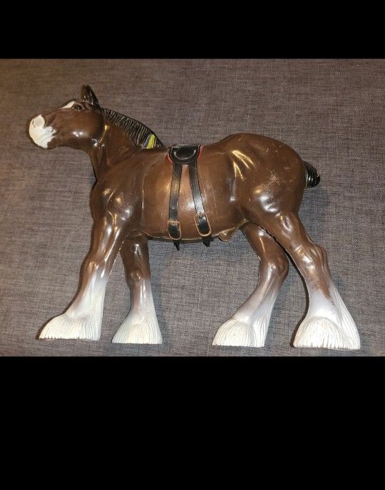 Vintage 1983 Justen Blue Ribbon Clydesdale Horse Model Figure Toy 10" Size