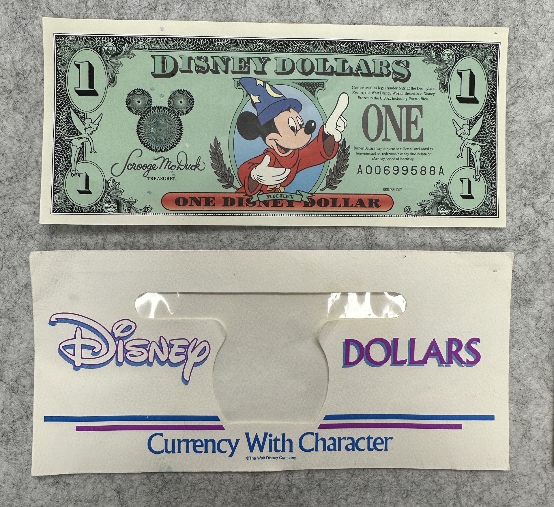 Disney Dollar & Envelope