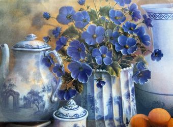 Vintage Rectangular Plastic Artistic Colorful Serving Tray 16" x 11"