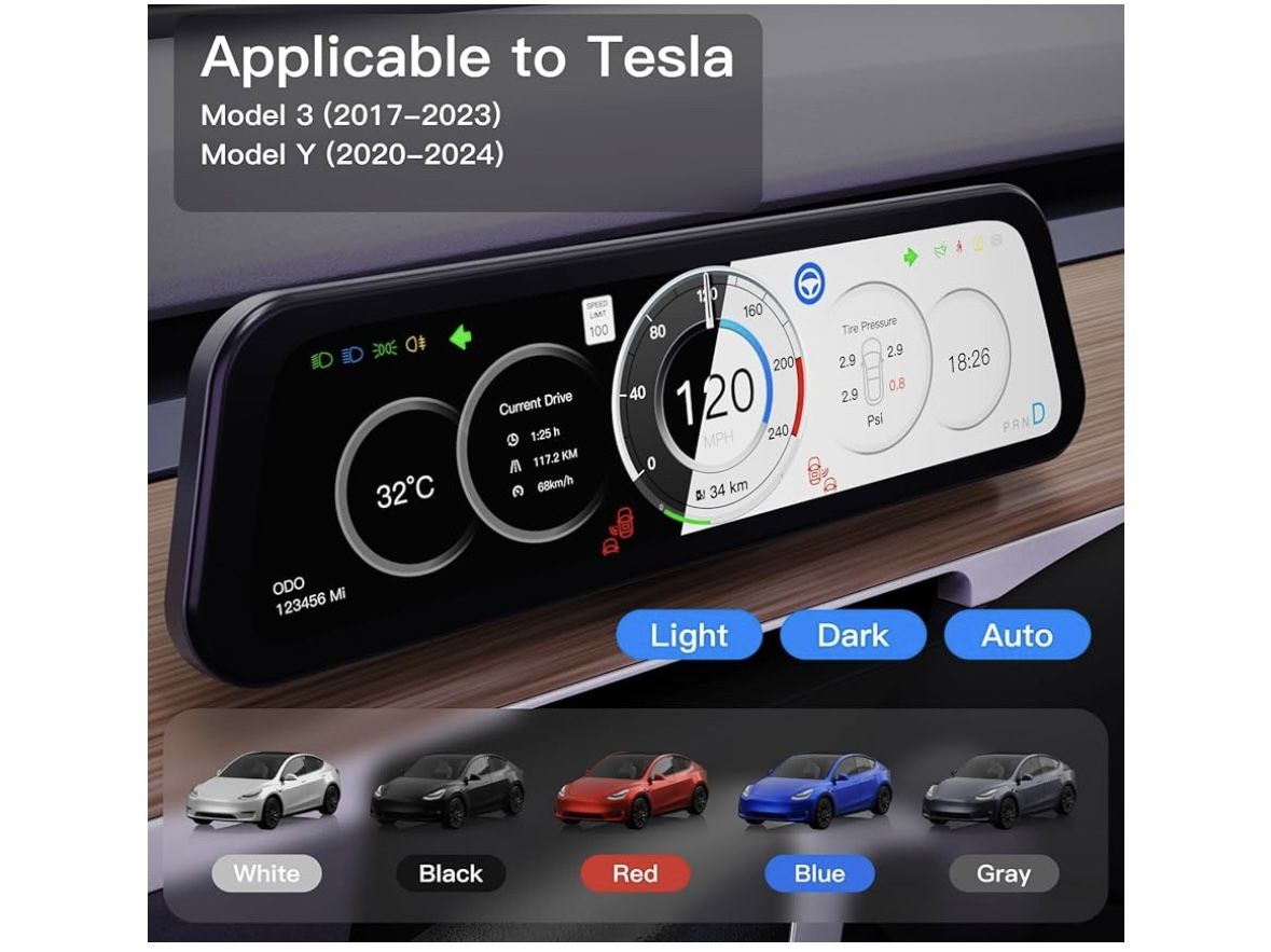 27) 9.6" Heads Up Display for Tesla Model Y & Model 3 - Wireless CarPlay & Android Auto, Ultra-Thin Screen with Front Camera,