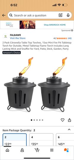 2 Pack Citronella Table Top Torches