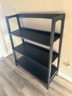 Black Wood 3-Tier Bookshelf