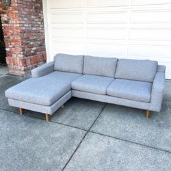 FREE DELIVERY - West Elm Eddy Gray Sectional Couch With Reversible Chaise