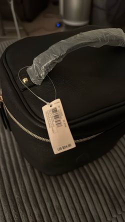 Black Faux Leather Mini Bag with Gold Zipper
