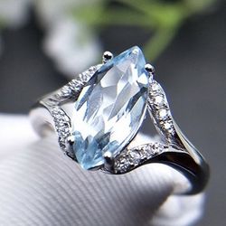 Genuine Gems Aquamarine And White Topaz 95 Sterling Silver 