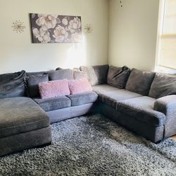 Charcoal Gray Sectional (adjustable Foot And Leg Rest)