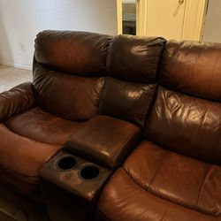 Electric Reclining Sofa, Leather, Iphone, Chargers, Fair Condition