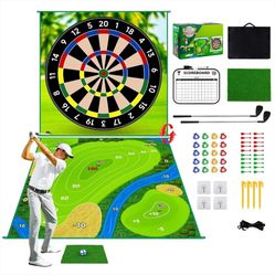 70"x70"Double-Sided Golf Chipping Game Mat-Golf Practice Kit Family Fun&Training