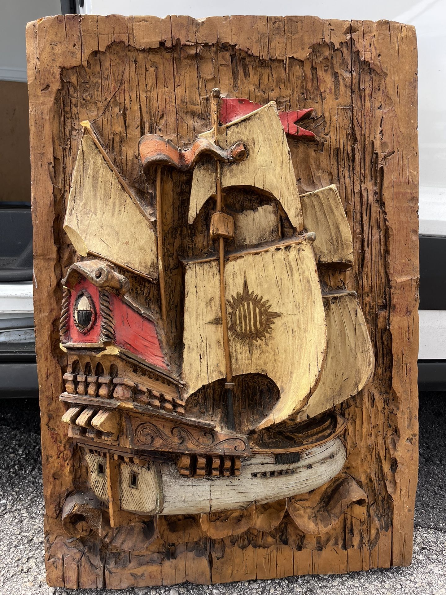 Vintage MCM 1967 Vanguard Studios 3D Pirate Ship Wall Hanging Sculpture