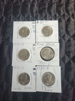 6 pices One Dollar Susan B Anthony Wide Ring