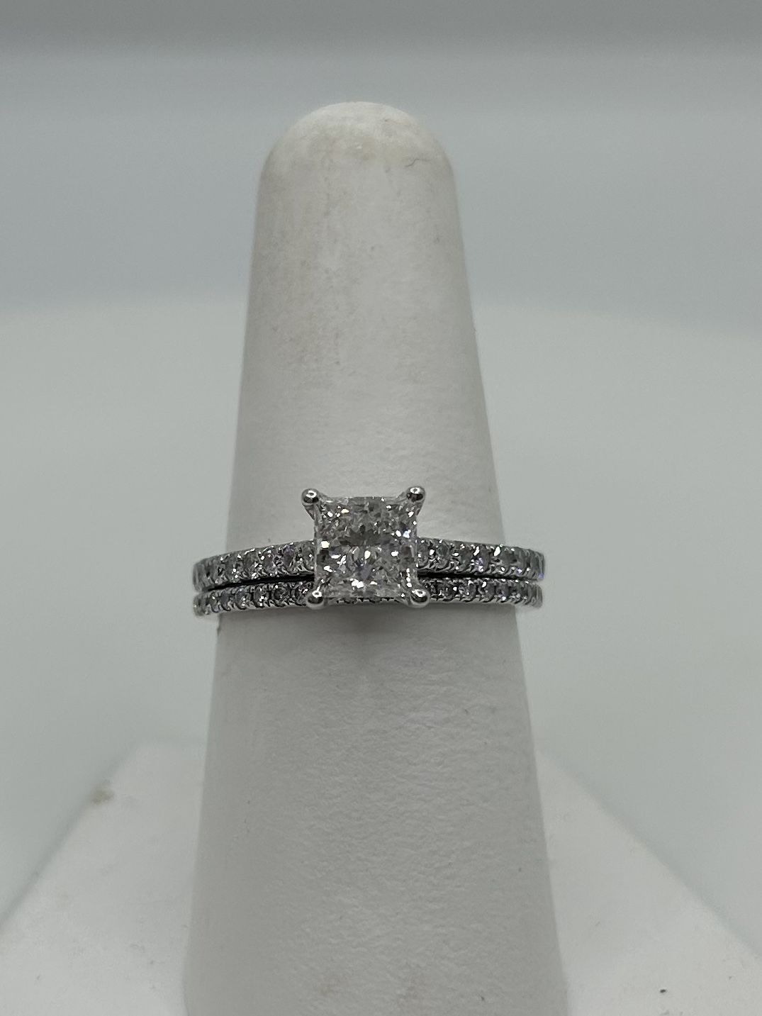 10K White Gold Wedding Set Lab Grown Diamonds Sz8