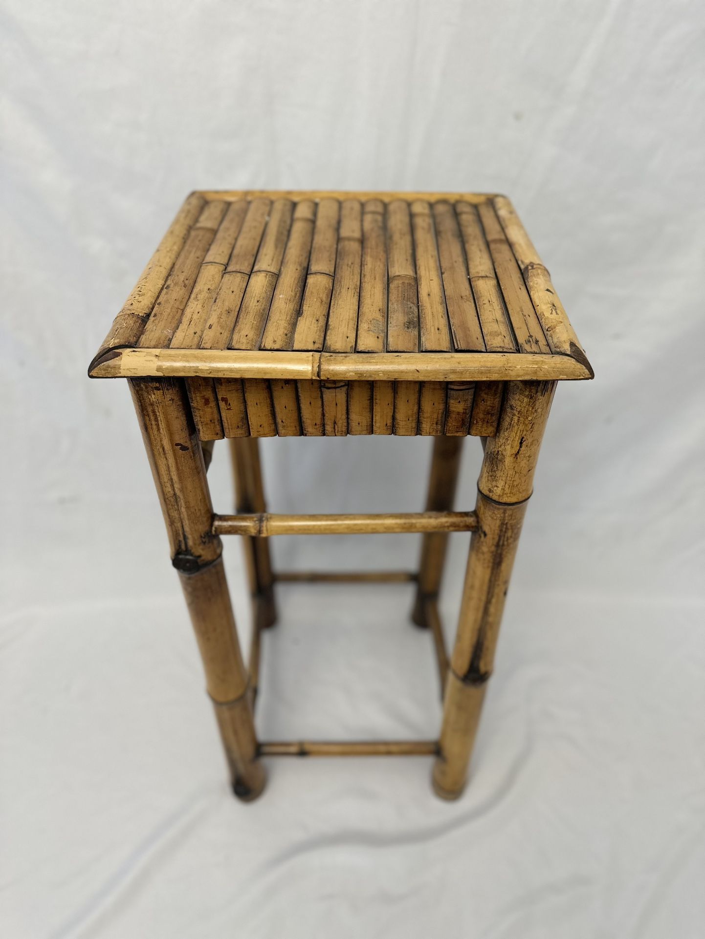 Vintage Mid Century Modern Bamboo Asian Boho Chic Square Plant Table!