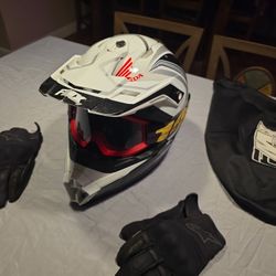 FMX Racing Helmet With Goggles And Bag. Gloves Included 