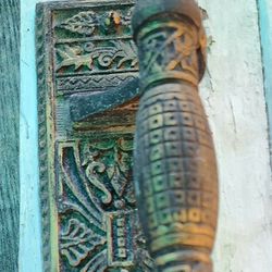 Antique 12" Cast Iron Door Handle And Lock