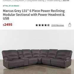 Grey Reclining Sectional 