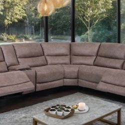 Brand New Brown Super Plush Power Reclining Sectional Sofa 