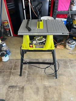 Table saw, chop saw, ladder