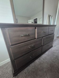 Distressed Wood Dresser with Mirror - Moving Sale