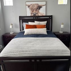 Queen Size Bed Frame With Set Nightstands- Mattress & Box Spring Optional 